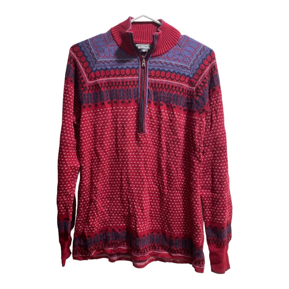 Eddie Bauer Nordic Fair Isle Knit‎ Sweater Half Zip Pullover Men's Size M Medium